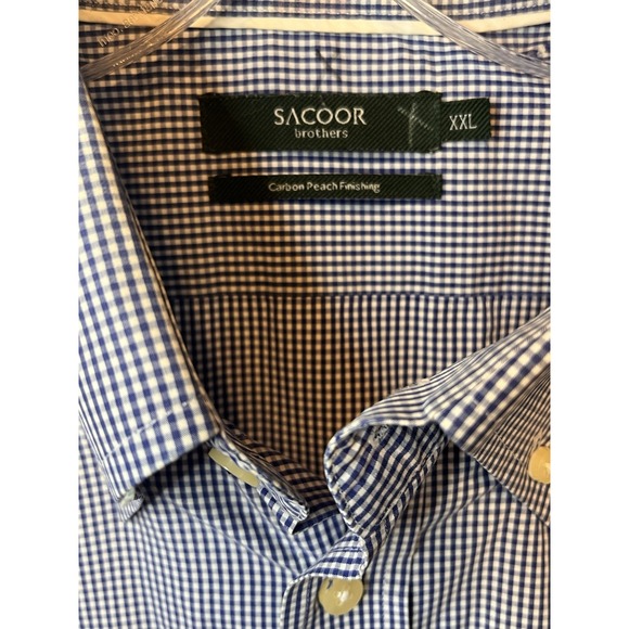 SACOOR BROTHERS Long Sleeve Blue Check Shirt Size XL Button Down Shirt - Picture 6 of 10